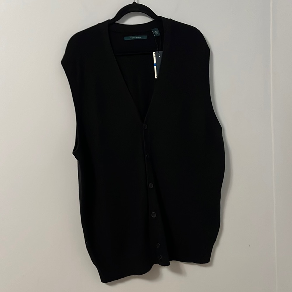 Perry Ellis Men’s Sleeveless Black Button Down Sweater Vest NWT